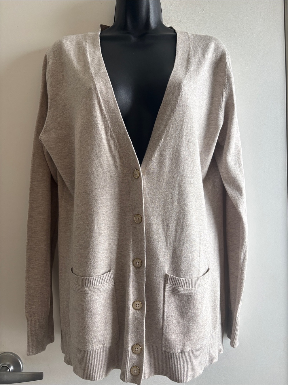 Banana Republic Cotton Career Office Taupe Button-Front Women's Cardigan SZ XL